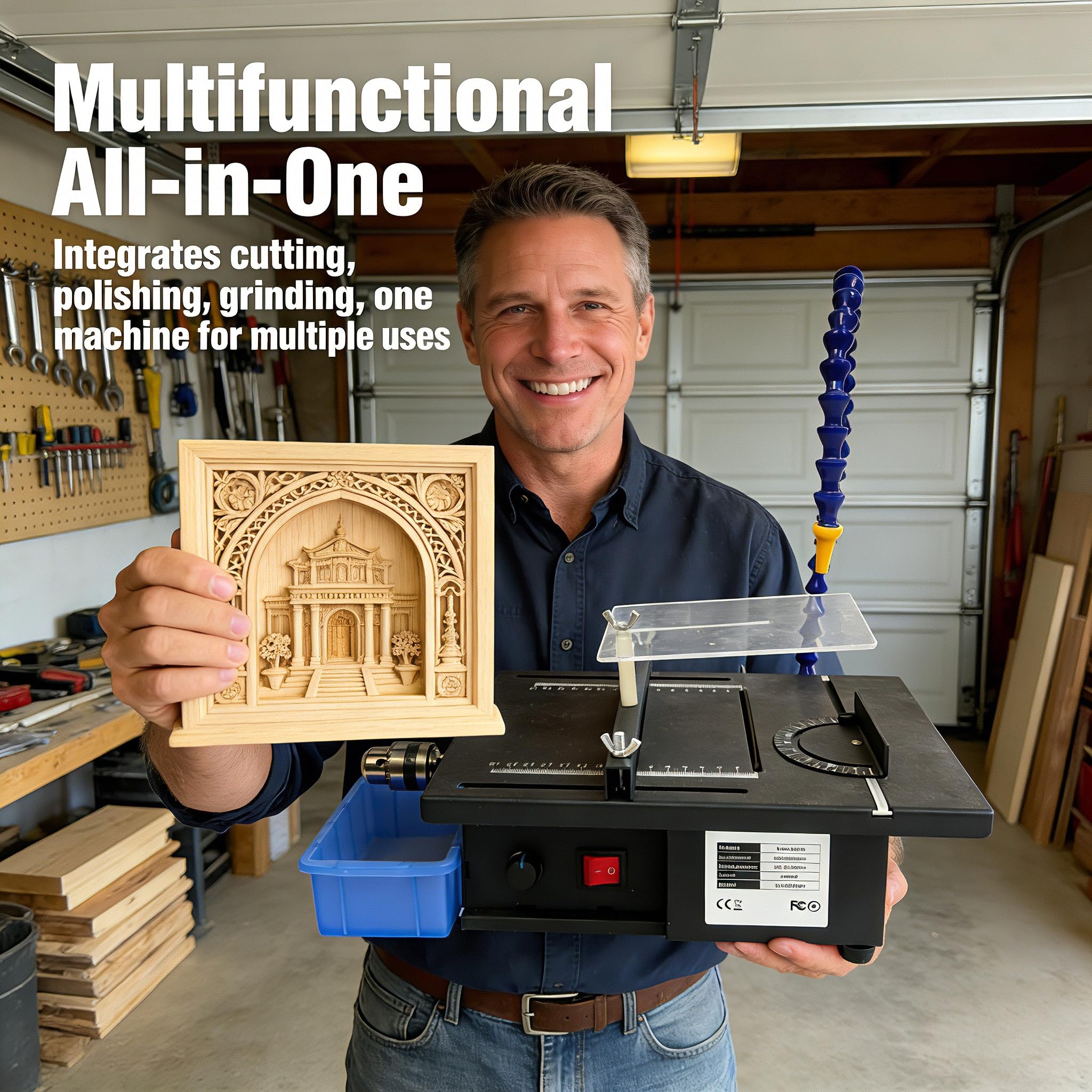 1850W Multifunctional Jade Gem Grinding and Cutting Machine with Table Saw 0-10000RPM